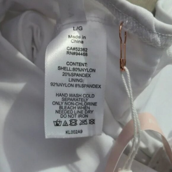 White Swimsuit Size L Eyelet Ruffle Plunge Cheeky Monokini Bachelorette - Picture 7 of 7